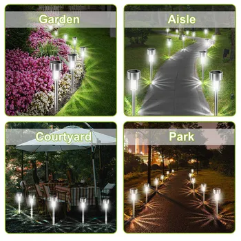 

5 Piece LED Solar Lights Stainless Steel Solar Powered Lamp for Outdoor Landscape Path Lawn Pathway Garden DecorLuminaria Light