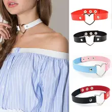 Zoeber, панк, кожа, ручная работа, очаровательные чокеры, ожерелье s, женское, сердце, пряжка, пояс, шарм, каваи, Лолита, металлическое ожерелье, воротник