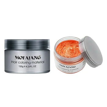

2x MOFAJANG Unisex DIY Hair Color Wax Mud Dye Cream Temporary Modeling Black & Orange