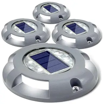 

4Pcs LED Solar Power Deck Lights Ground Buried Garden Lawn Deck Path Outdoor Waterproof For Garden Decoration Path Way Yard