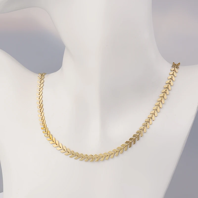 SAUVOO 5 Yards/lot Brass Fishbone Chain 6mm Width Necklace Anklet Bracelet For Women Girls DIY Jewelry Making Wholesale Supplies
