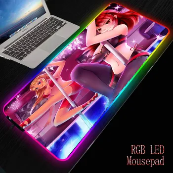 

Mairuige Pole Dance Anime Girl Colorful Gaming Mouse Pad RGB LED Light Mouse Mat Rubber Computer Mouse Pad Keyboard Desk Mat DIY