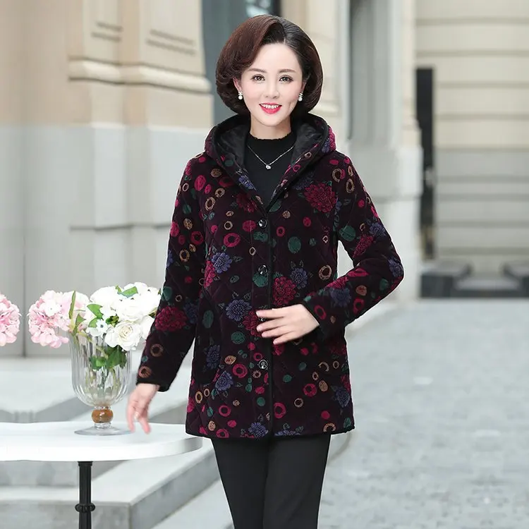 

Brushed And Thick Gold Velvet Cotton-padded Jacket Middle-aged Mom Cotton-padded Clothes Short Old Man Winter New Style Fashion