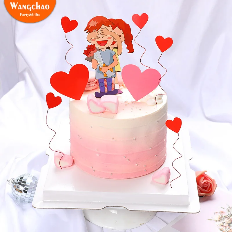 Decoration De Gateau Romantique En Forme De Cœur Pour Amoureux Theme De La Saint Valentin Anniversaire De Mariage Fournitures De Fete Aliexpress