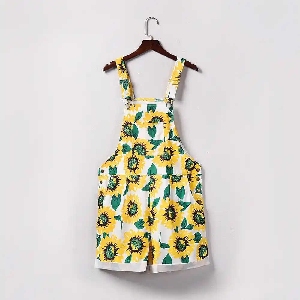 white sunflower overalls