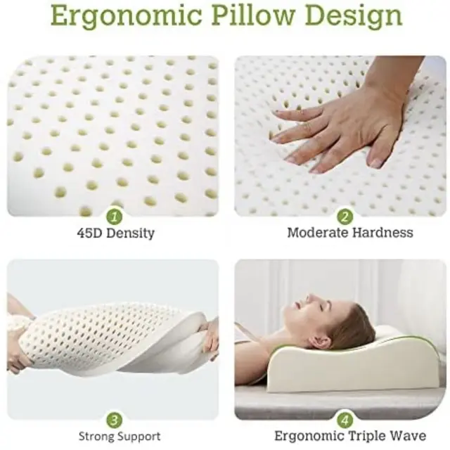 Thailand Natural Latex Pillow Soft Rebound Neck Massage Wave Pillow Breathable Orthopedic for Home Latex Pillow Bed Pillow 3