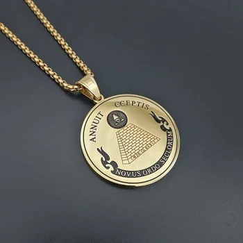 

Freemason Round Pyramid Pendant Necklace Men and Women Hip Hop Rapper Jewelry