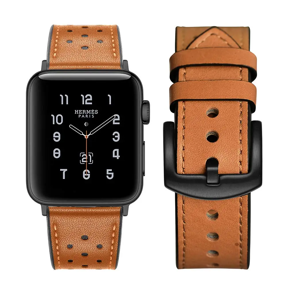 Кожаный ремешок для apple watch, ремешок для apple watch 5, 4, 3, 2, 1, 44 мм, 40 мм, iWatch, ремешок 42 мм, 38 мм, первый слой, кожаный браслет, ремешок