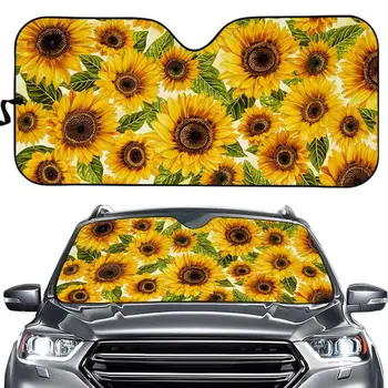 

Car Windshield Sunshade Sunflower Print Front Window 500T Reflective Polyester Blocks Heat&Sun UV Protector Shields Foldable