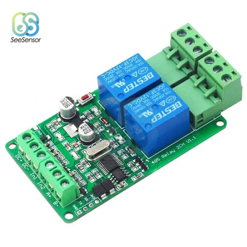 

Modbus-Rtu 2 Channel 12V Relay Module Switch Input / Output RS485 / TTL Communication Interface