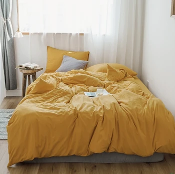 

Solid Color Simple Cotton Bed Setting 4 PCS/Set Different Colors Kig Size Duvet Cover Set Bed Linen BX01
