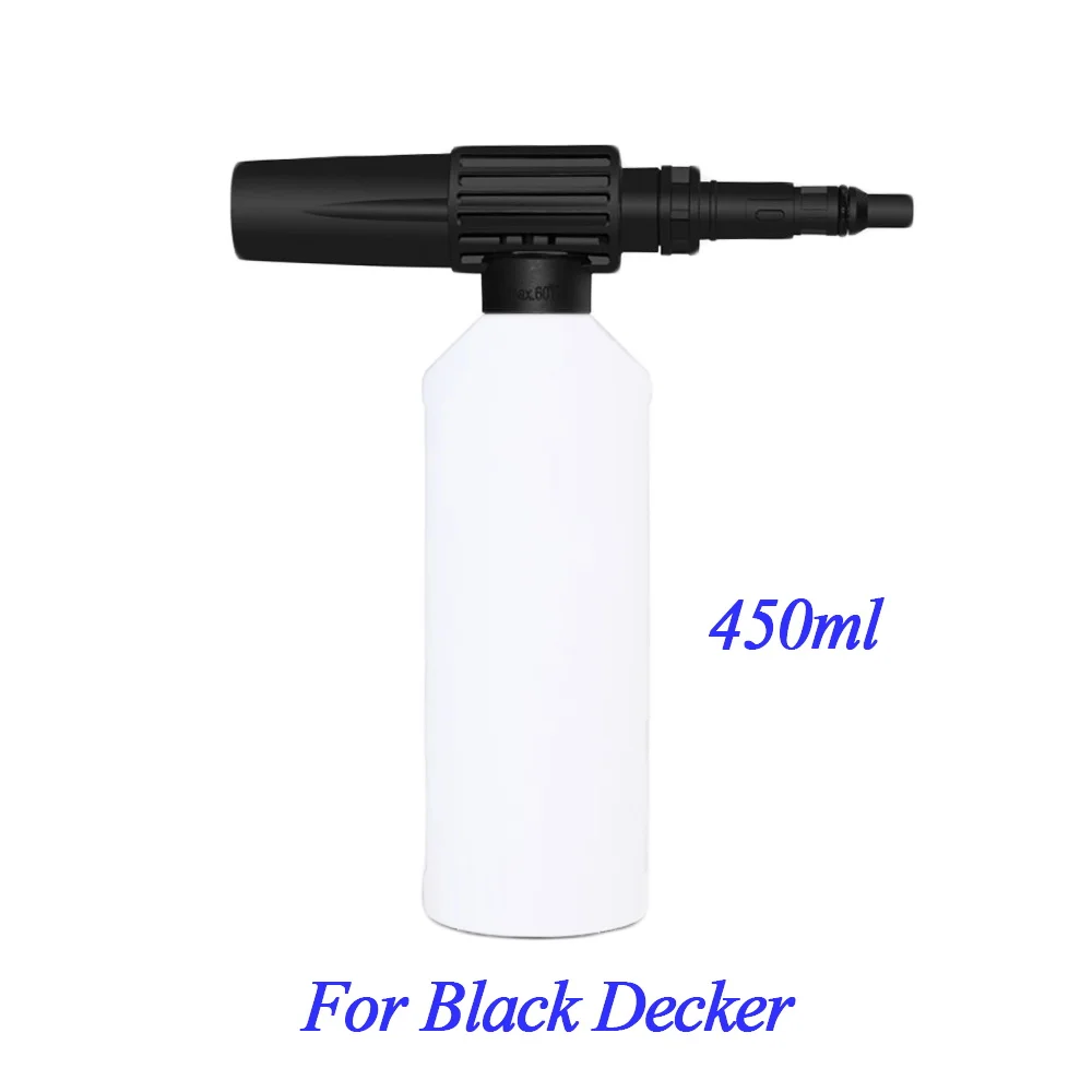 Пенопластовый пистолет для черный Decker мойка высокого давления 450 мл для мыльной пенки Форсунка генератора автомобильный пневмоочиститель - Цвет: Бесцветный