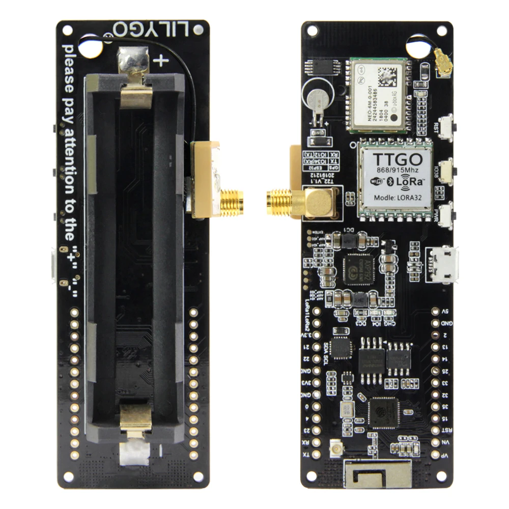LILYGO®TTGO T Beam V1.1 ESP32 433/868/915 МГц WiFi беспроводной Bluetooth модуль GPS NEO 6M SMA LORA 32 923 держатель