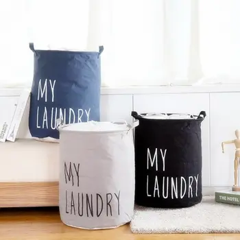 

Cotton Linen Foldable Clothing Laundry Basket Kids Toy Buckets Clothes Organizer Hamper Home Large Capacity Storage Bag Bins