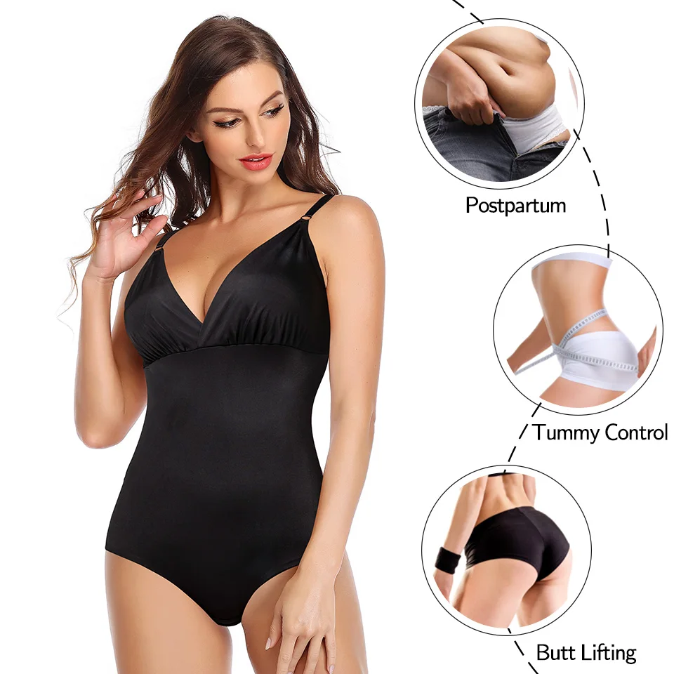 Shapewear Bodysuits for Women Seamless Deep V Neck Bodysuit Smooth Slip  Crop Tops Tummy Control Body Shaper Slimming Underwear - AliExpress