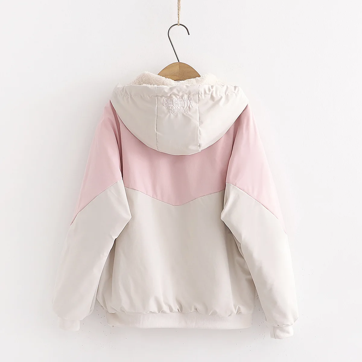 

Winter New Style Women's Japanese-style Hipster Alphabet plus Velvet Warm Students Hooded Cotton-padded Clothes Mixed Colors Cas