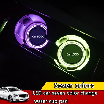 

2pcs LED Car Logo water Cup Pad Lights For BMW Toyota Honda Audi 7 Colors LED Cup Holder Light Mats Bottle Coasters USB Charger