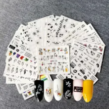 1 Набор, смешанный дизайн, крутая сексуальная девушка, наклейки для ногтей, русская буква, слова, листья, узоры, водная наклейка, слайдер, обертывания, Декор, маникюр