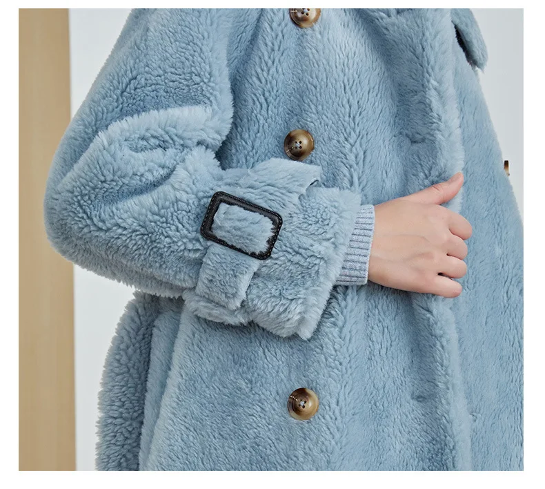 LIJS шерстяное длинное пальто зимнее женское Свободное пальто с мишкой Тедди с длинным рукавом из искусственного меха пушистая элегантная повседневная Толстая теплая верхняя одежда