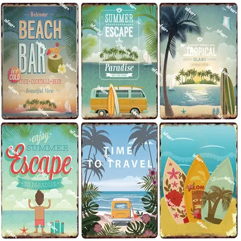 

Beach Bar Metal Plate Tin Sign Plaque Vintage Pub Decor Metal Sign Metal Art Poster Home Decoration Vintage Poster Drop Shipping