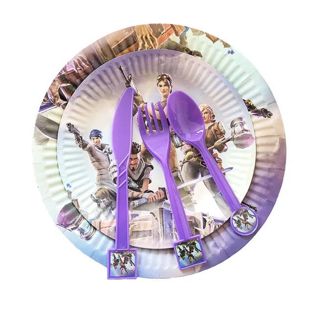 Fortnites Party Supplies Tableware Set Fortress Tablecloth Paper Cup Napkins Banner Cake Topper Balloon Baby Shower Decorations 2