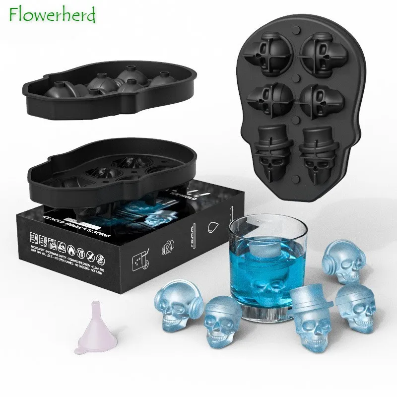 DIY Halloween Skull Ice Mold Skull Silicone Mold Ice Cube Mold Ice Tray DIY Ice Box with Funnel