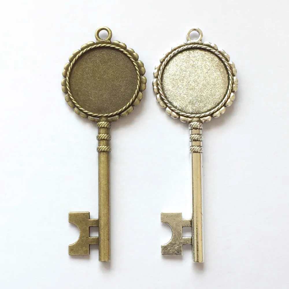 

5pcs/lot 20mm Necklace Pendant Setting Antique Bronze Silver Glass Cabochon Blank Base Supplies for Jewelry Finding T404
