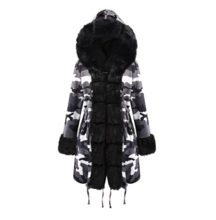 new fashion winter jacket women Imitation fur collar loose long parkas big fur outerwear - Цвет: Style 1