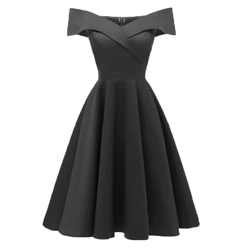 Black Dressv бордовый платье для коктейля дешево с плеча с короткими рукавами выпускные платья элегантное платье для коктейля - Цвет: Black