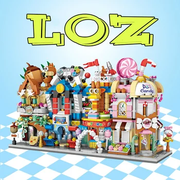 

LOZ Mini Commercial Street view store Scene Building Blocks Toys model Creative Small Shop brinquedos Toy for Children Girl Gift