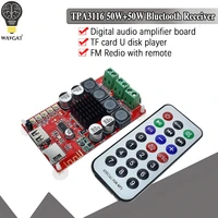 Wavgat TPA3116 50W + 50W Bluetooth Ontvanger Digitale Audio Versterker Board Tf Card U Disk Speler Fm Redio met Afstandsbediening