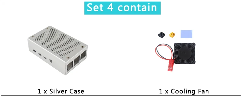 Raspberry Pi 4 Model B Aluminum Case Silver Black Box Metal Shell Optional Cooling Fan Heat Sinks for Raspberry Pi 4