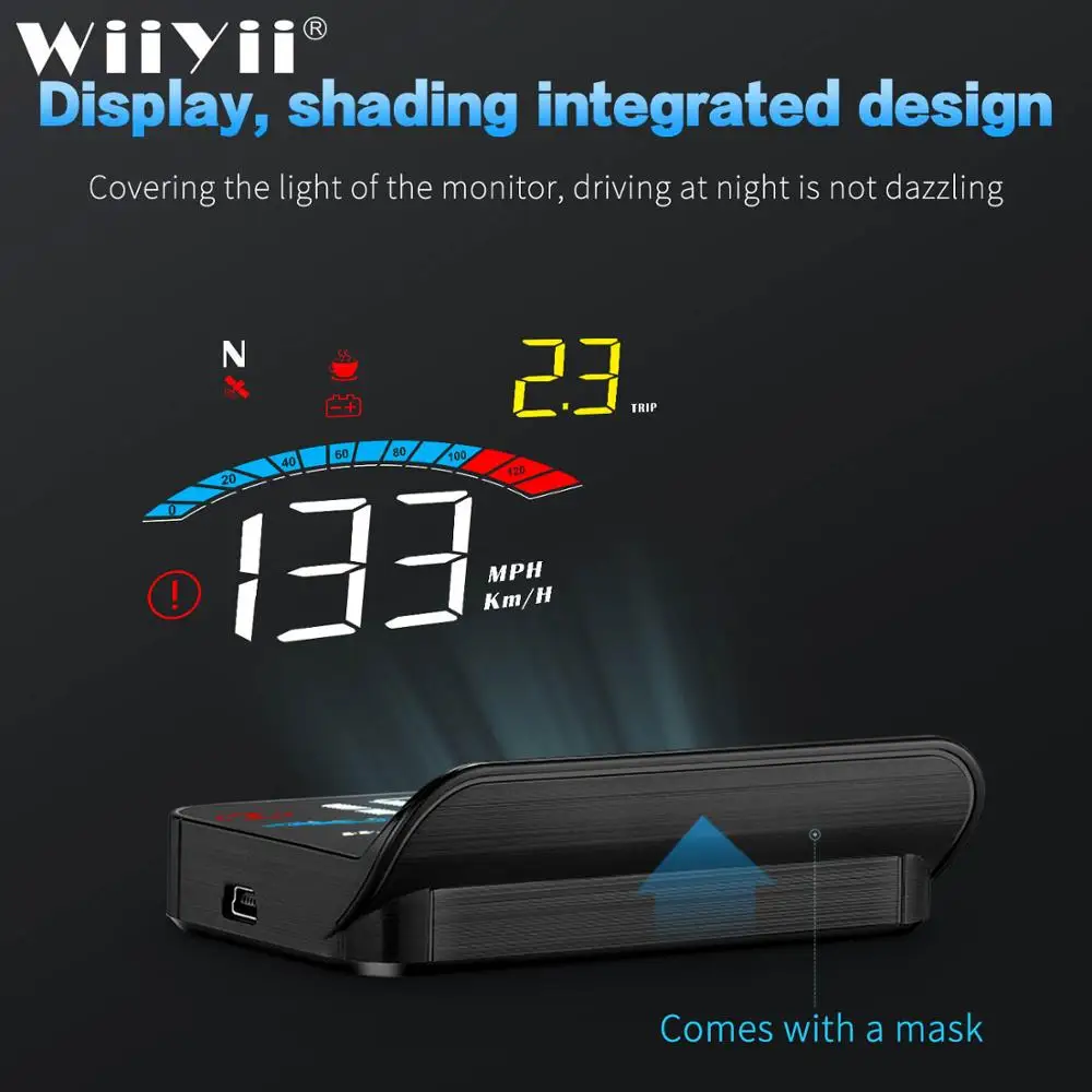 

GEYIREN M16 OBD2 Hud Head-Up Display Projection GPS Digital Car Speed Projector On-Board Computer Fuel Mileage Water temp RPM