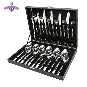 

24PCS Silverware Cutlery Set Box Stainless Steel Dinner Set Tableware Stainless Steel Mirror Polishing Sets Knife Fork Spoon Set