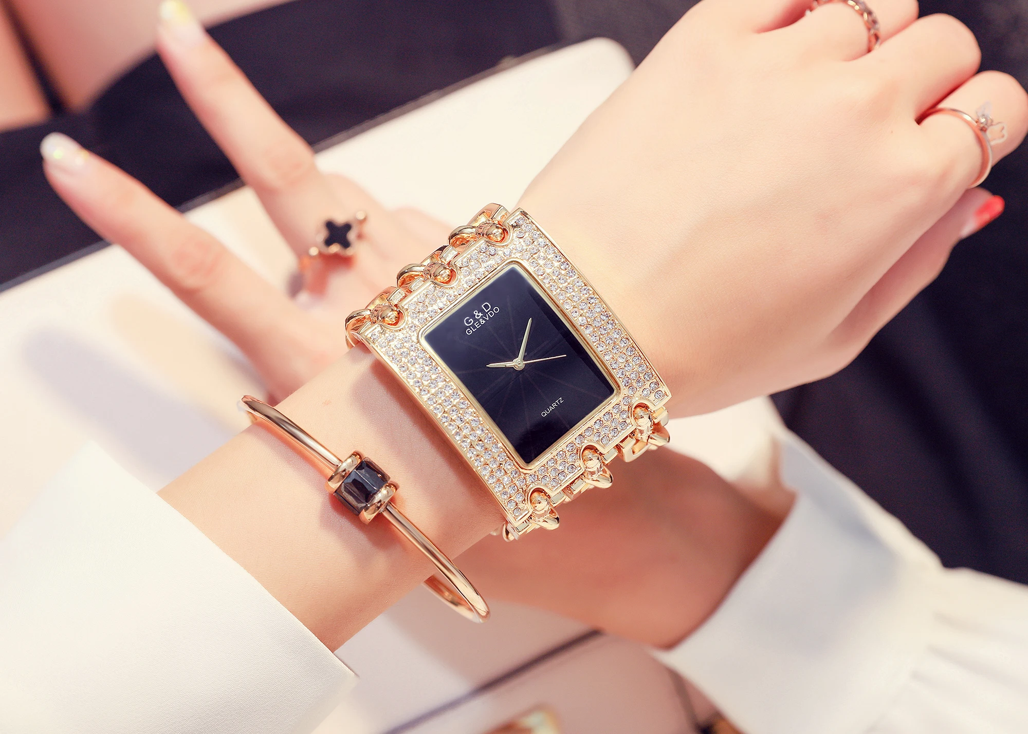 para mulheres, três correntes, diamante strass, quartzo,