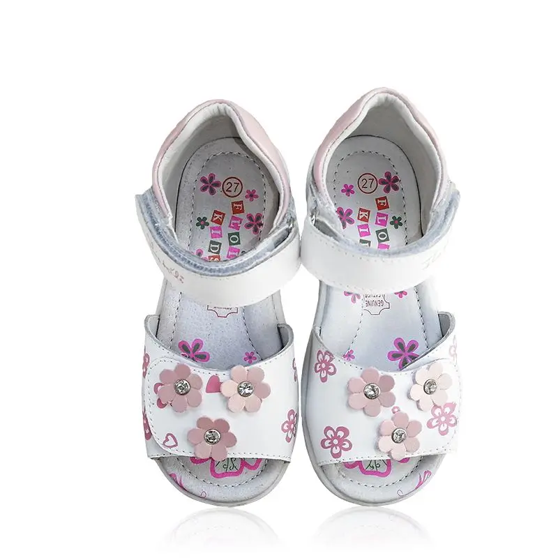Новинка лета, 1 пара, ортопедическая обувь из натуральной кожи с цветком, детские кожаные сандалии, детские сандалии для девочек
