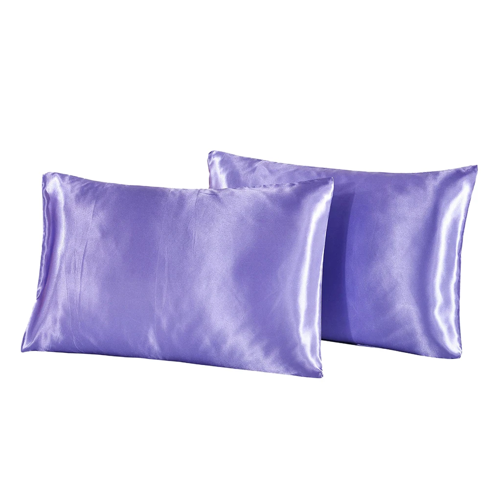 2 Pieces Solid Color Luxury Silky Bedding Pillowcases, Silk Pillows Case, US Size - Standard Twin/ Queen/ King