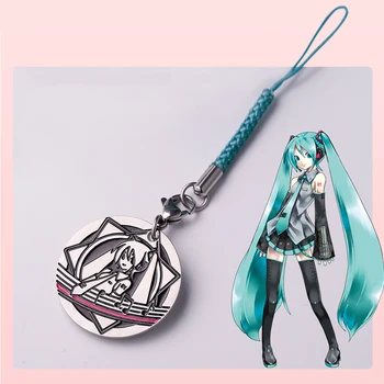 

Official Anime Hatsune Miku Double Sided Metal Keychain Keyring Free With Rope & Steel Chain,Women Men Necklace Pendant Jewelry