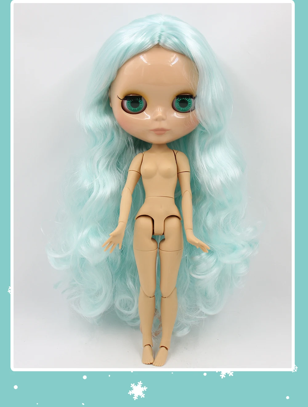 Neo Blythe Doll with Blue Hair, Tan Skin, Shiny Face & Factory Jointed Body 3
