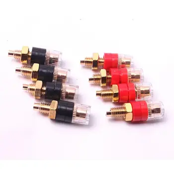 

8Pcs Red and Black 8mm Crystal Transparent Terminal Banana Socket Copper & ABS High Current Banana Plug Socket Connector
