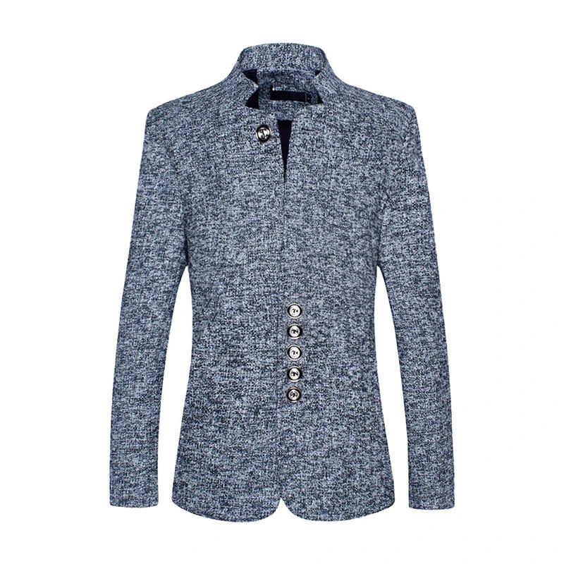 

Mens Business Designer Blazer Stand Collar Long Sleeve Solid Color Homme Tops Casual Mens Apparel