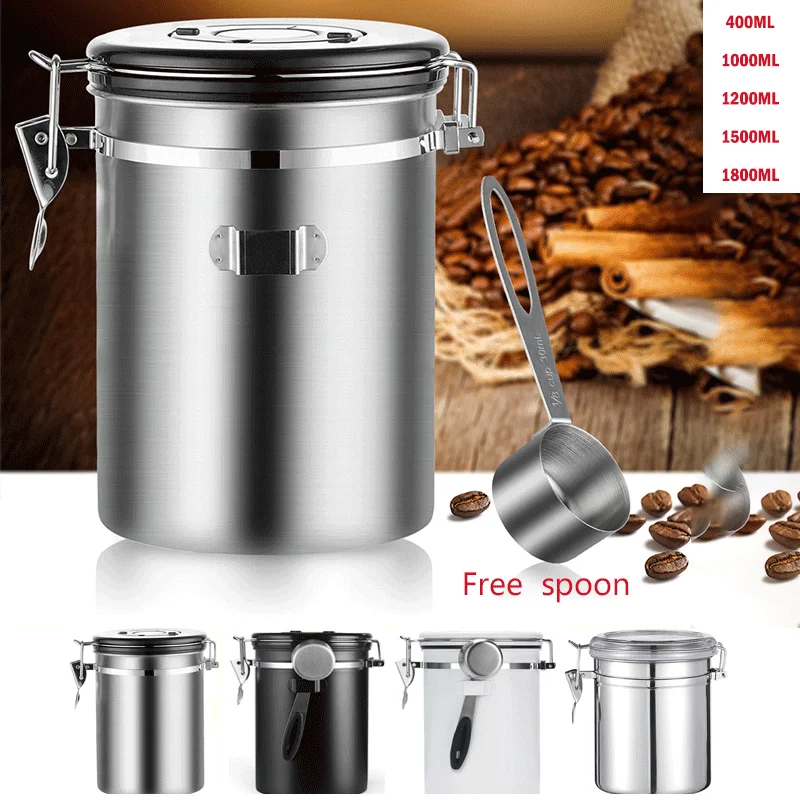 1.7L Stainless Steel Airtight Coffee Container Storage Canister Set jar For Beans Tea (Free send Scoop) | Дом и сад