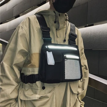 

Men Chest Rig Bag Reflective Tactical Hip-hop Chest Bag Men Functional Vest Pack Male Waist Bags Abdomen Pack Shoulder Bags