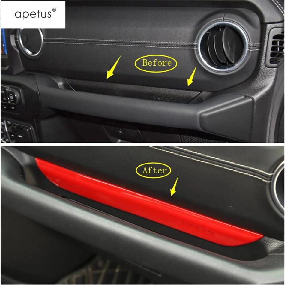 Lapetus аксессуары подходят для Jeep Wrangler JL ABS накладка на сторону пассажира ручка панель Крышка отделка/красный/матовый из углеродного волокна