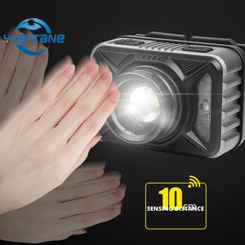 

4 Core XHP50 Sensor Led Headlamp Rotate Zoom Waterproof Headlight XHP50.2 Bulbs Light Built in Battery Running 8 Hours