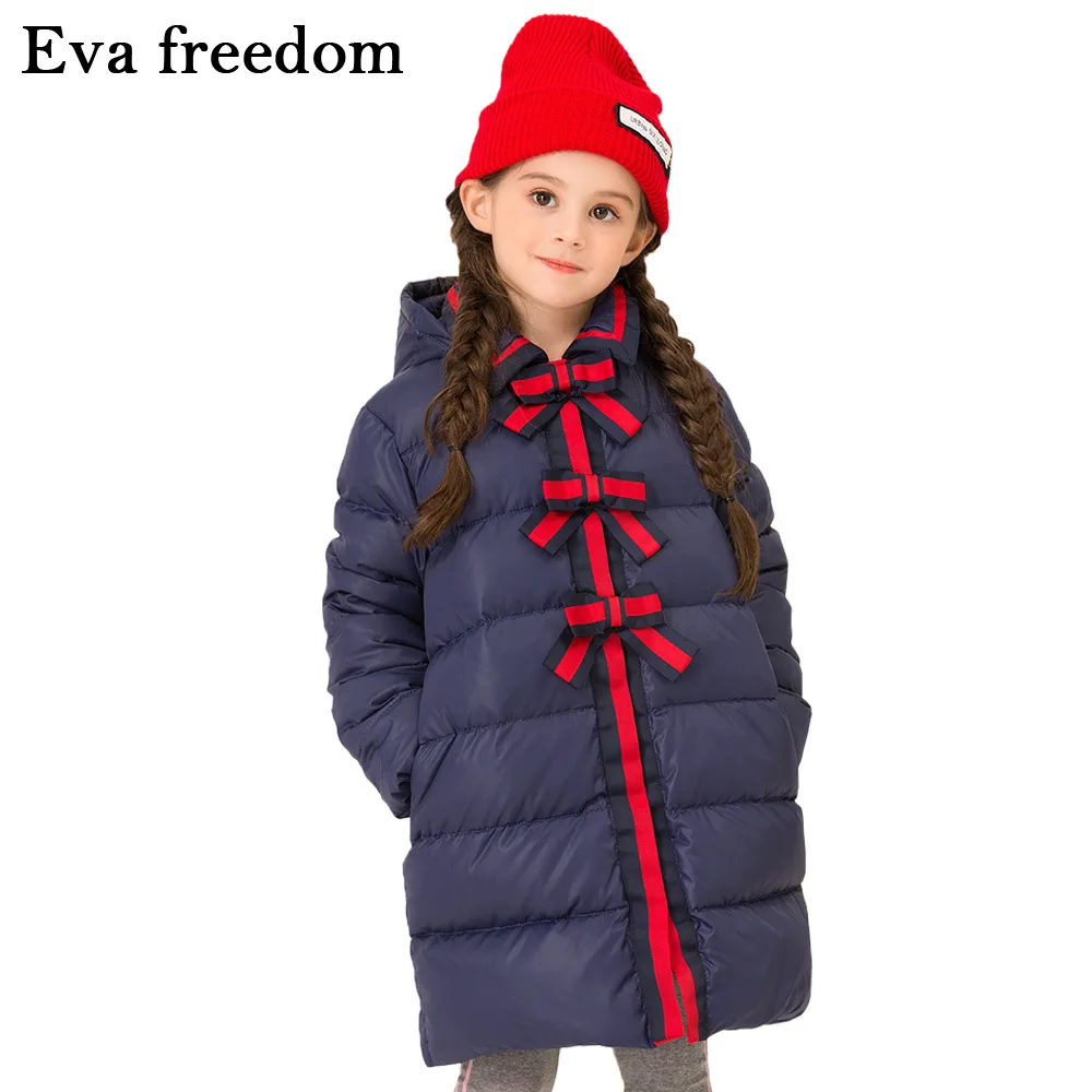 

CHILDREN'S down Jacket 2019 Winter New Style College Style GIRL'S down Coat Mid-length Bow GIRL'S down Jacket
