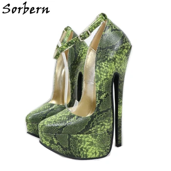 

Sorbern Custom Python Color Pumps Women Shoes Ankle Strap 20Cm High Heel Size 39 Pointy Toes Sexy Crossdresser Shoe Transfergirl