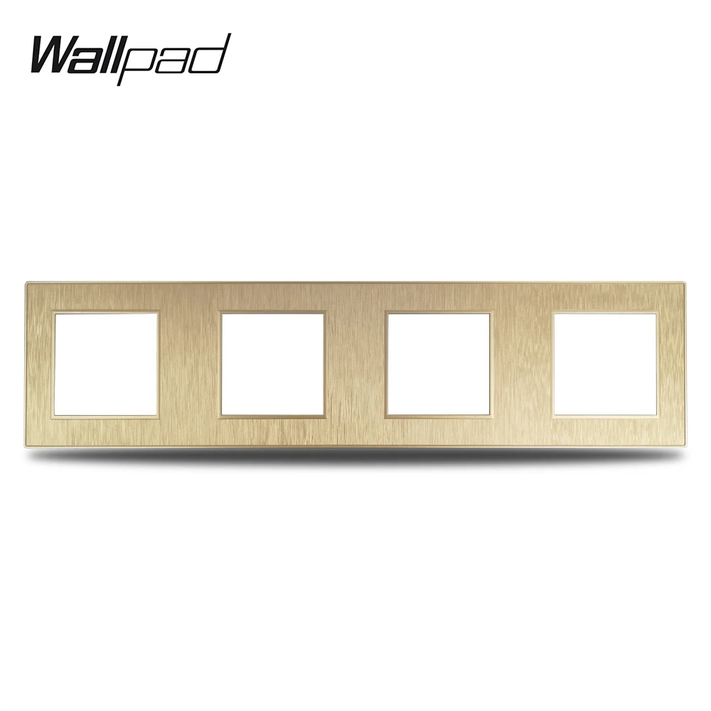 Настенная панель S6 DIY Quadrup 4 Way Gold Матовый ПК для настенного выключателя, имитирующая алюминиевую пластину, комбинация, 344*86 мм