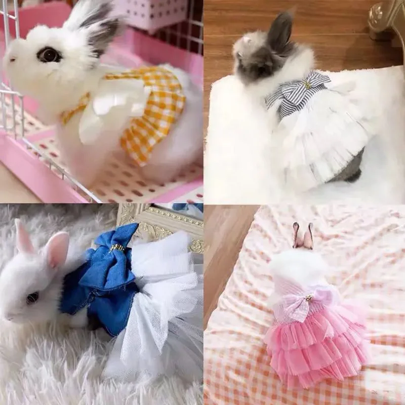 Bunny Out Clothes Lop-eared Dwarf Rabbit Pleated Skirt Rabbit Dress Up Accessories Small Dog Supplies Mesh Sling Dress For Pets