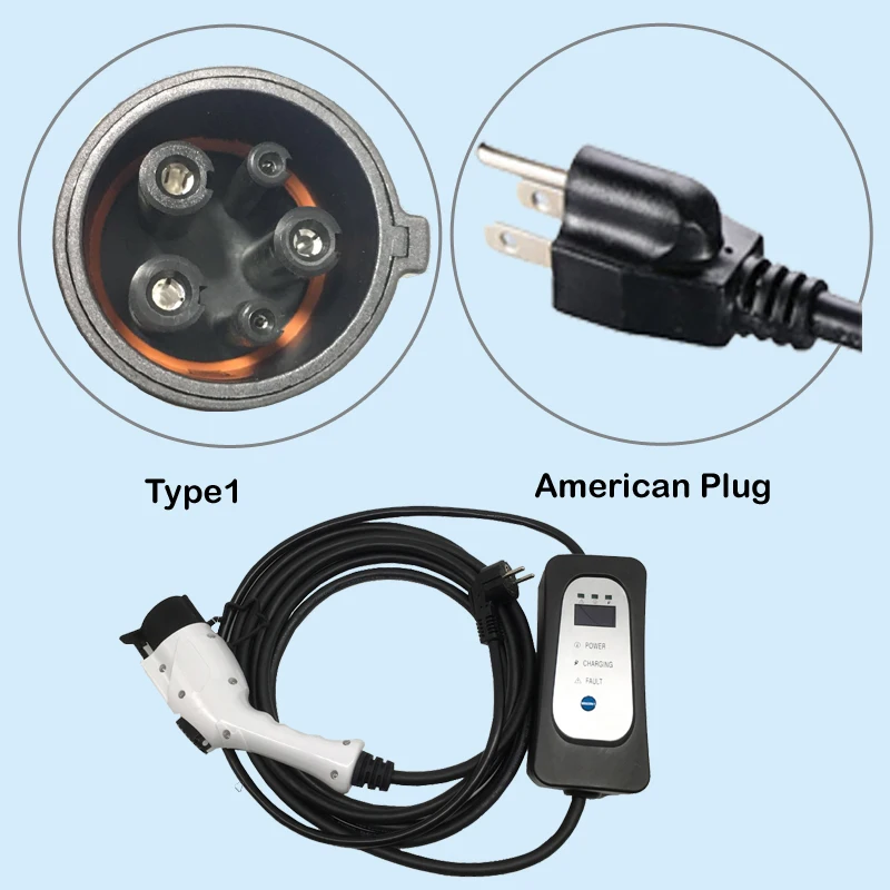 

ev car charger type 1EVSE Electric Charger with American socket input 5.5M cable level 2 AC 110V-250V evse kit